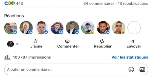 Statistiques LinkedIn d'un compte géré par HB Compagny