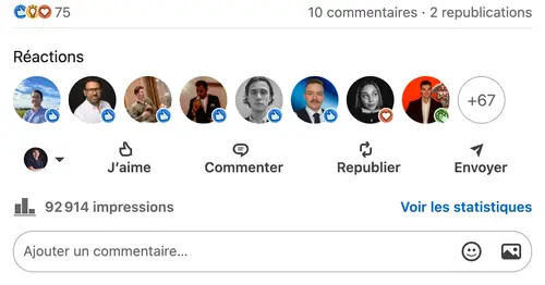 Statistiques LinkedIn d'un compte géré par HB Compagny