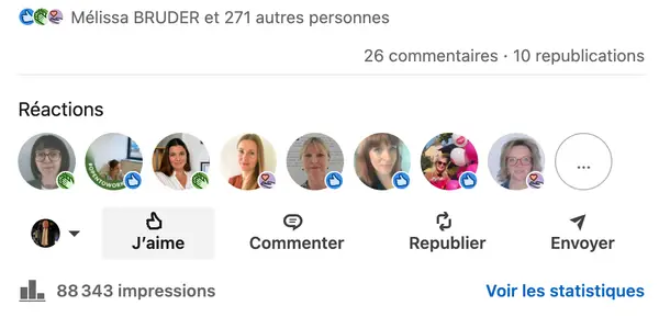 Statistiques LinkedIn d'un compte géré par HB Compagny